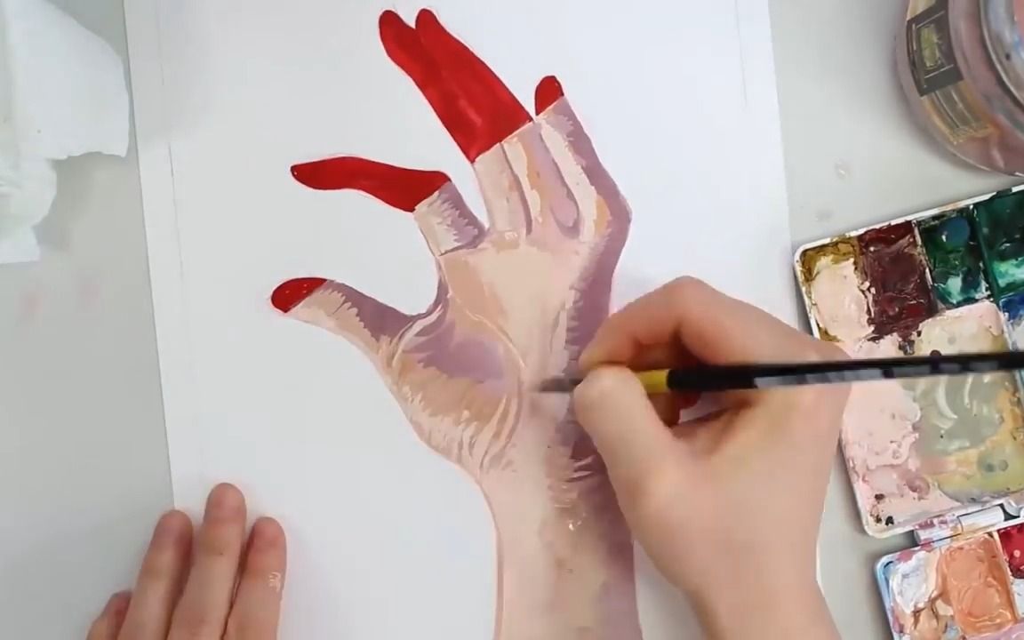 【画本绘画】一些手 (在水粉画中 )