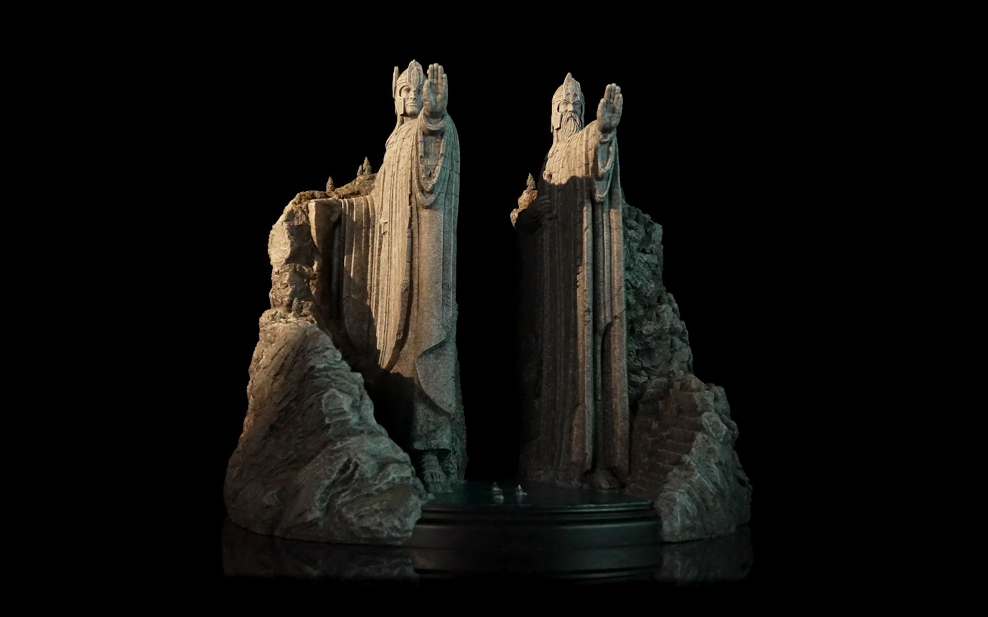 weta workshop《指环王:魔戒同盟》阿苟纳斯巨像环境雕像视频_哔哩