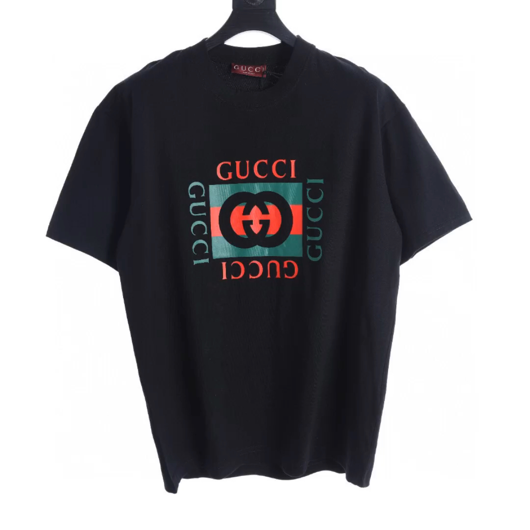 gucci古驰高仿24ss gucci互扣式双g印花短袖t恤