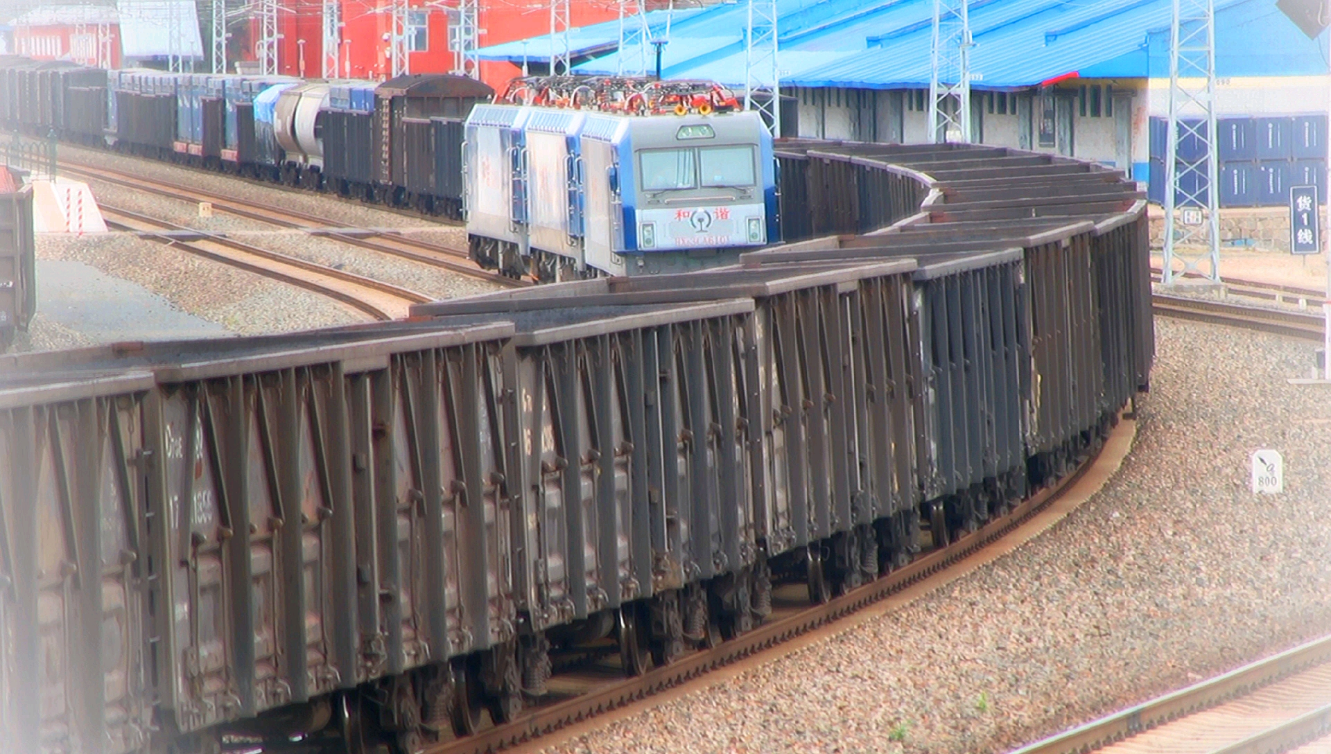 三机回送,三辆hxd3ca型电力机车通过