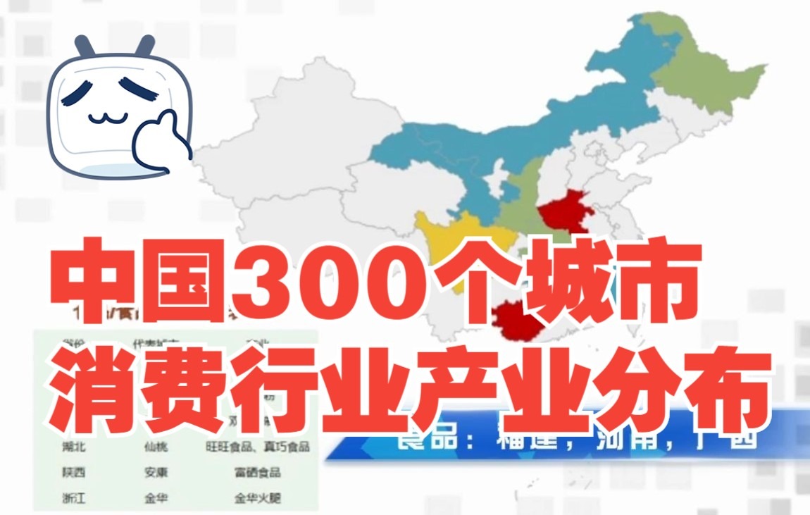 [图]中国300个城市消费行业产业分布