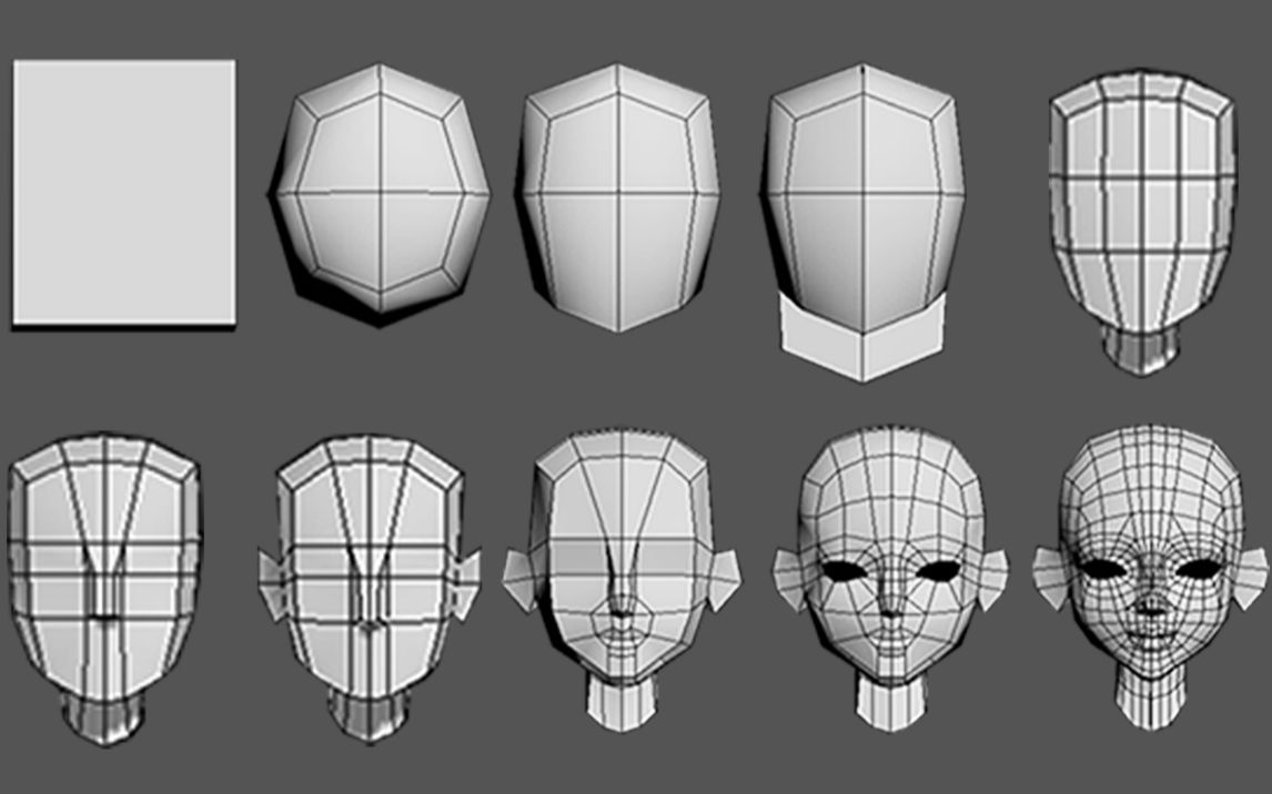 3dmax人物角色头像布线详细讲解,uv拆分,bodypaint手绘贴图技巧