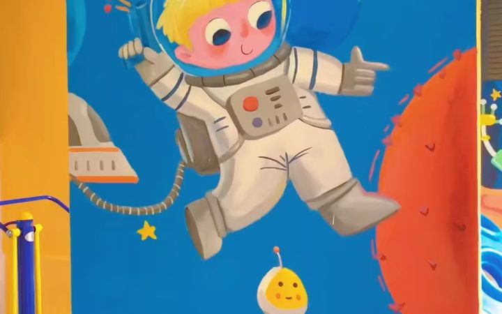 [图]【创意墙绘涂鸦】星空主题乐园#墙体彩绘