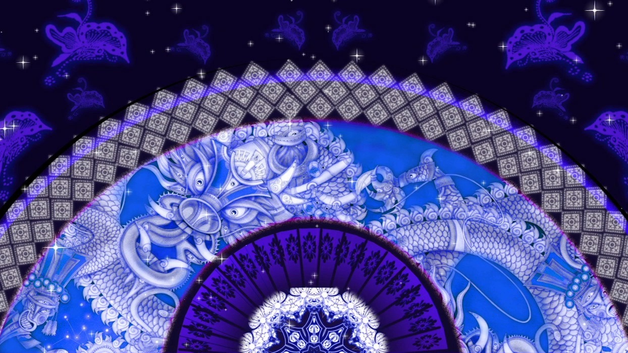 苗族扇形背景