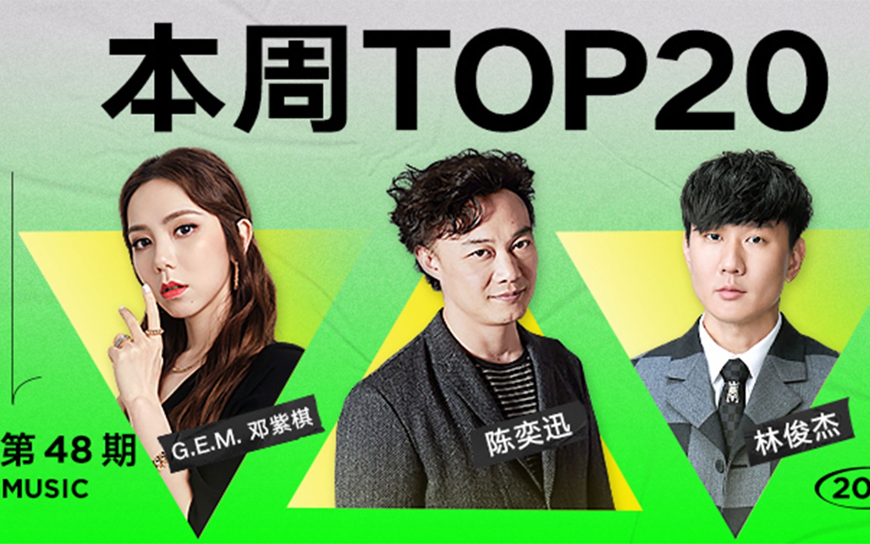 【本周top20】陈奕迅三连冠!林俊杰邓紫棋新歌势力好强!