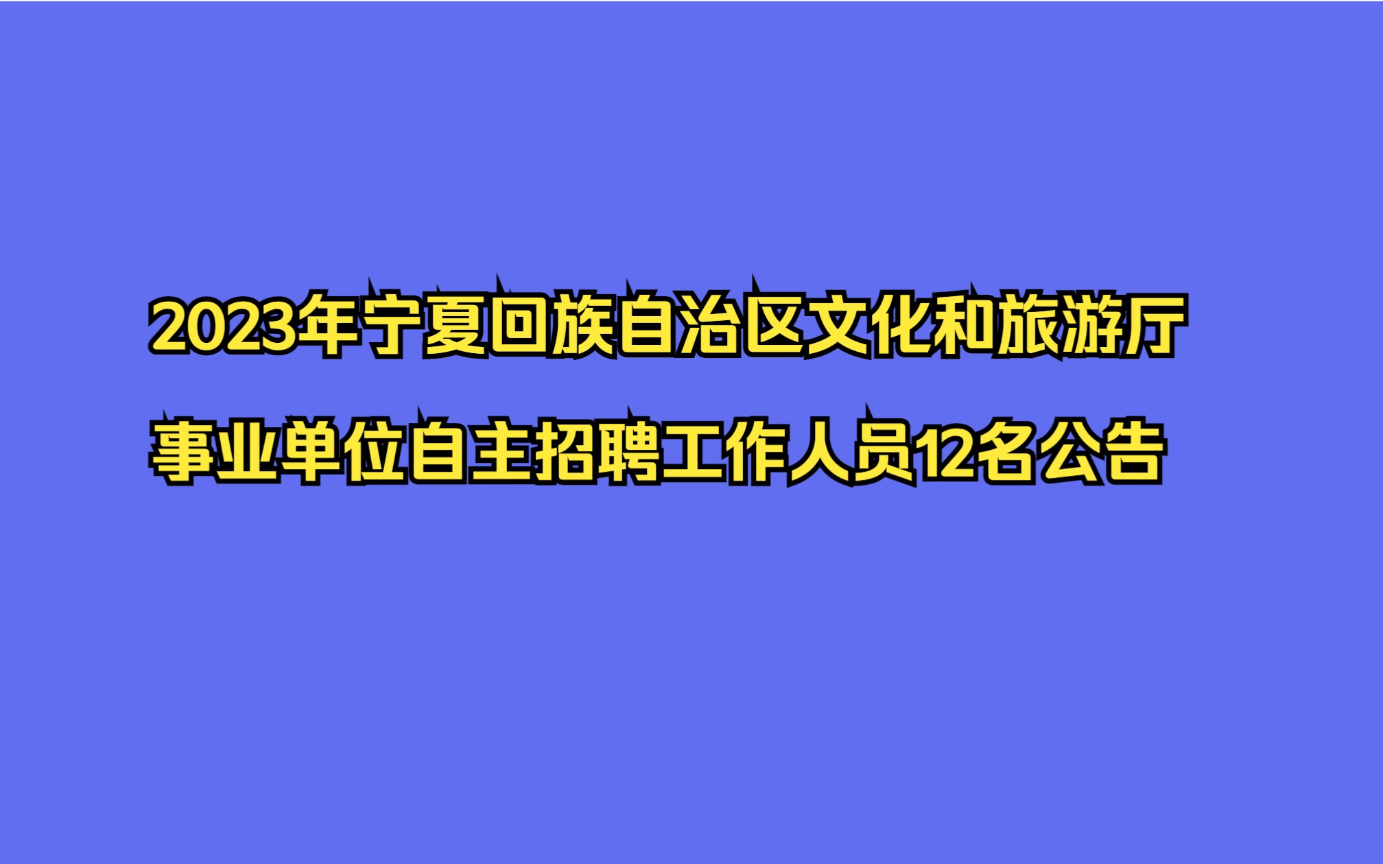 2023年宁夏回族自治区文化和旅游厅事业单位自主招聘工作人员12名公告哔哩哔哩bilibili