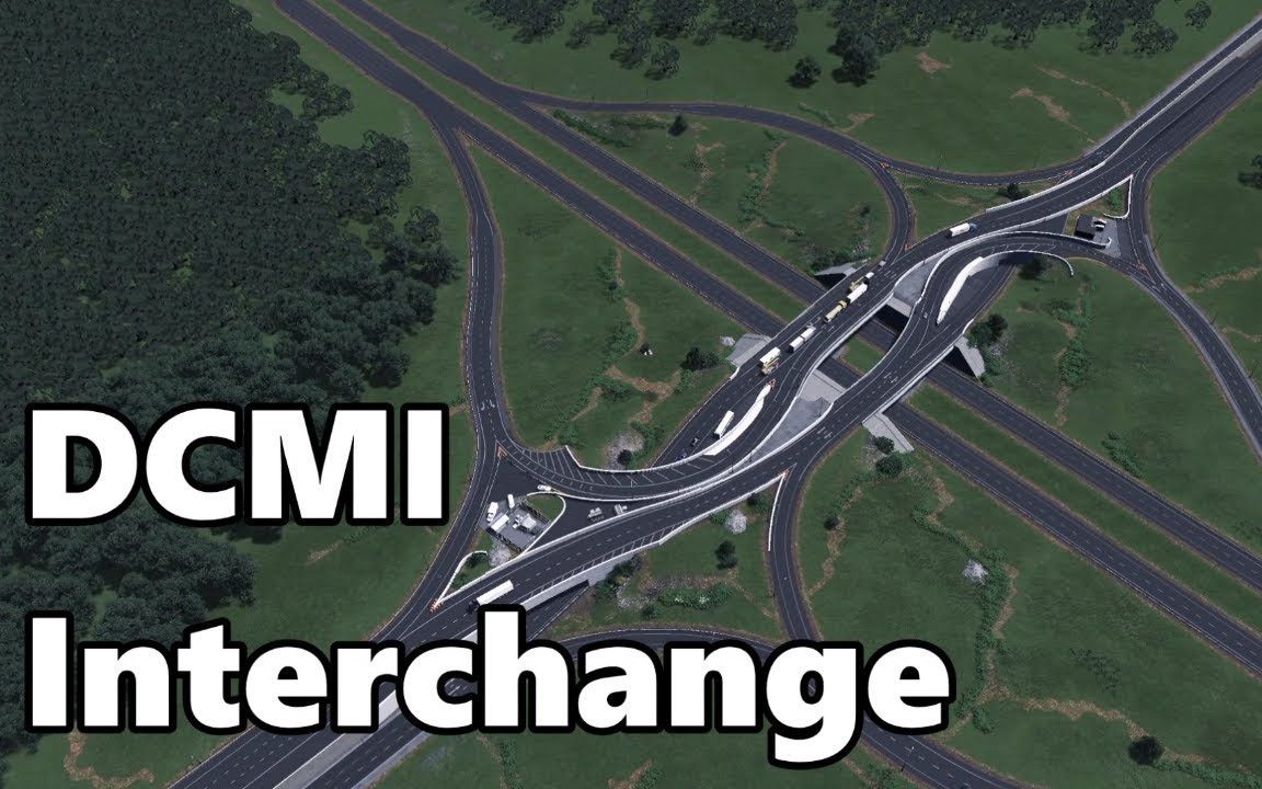 [图]【都市天际线-路口】主道交叉路口建造 Cities Skylines - Double Crossover Merging Interchange Build