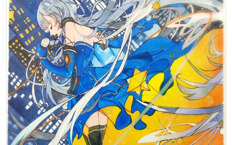 马克笔手绘临摹一只拜年祭上令人惊艳的流年如歌的演唱者的姐姐星尘