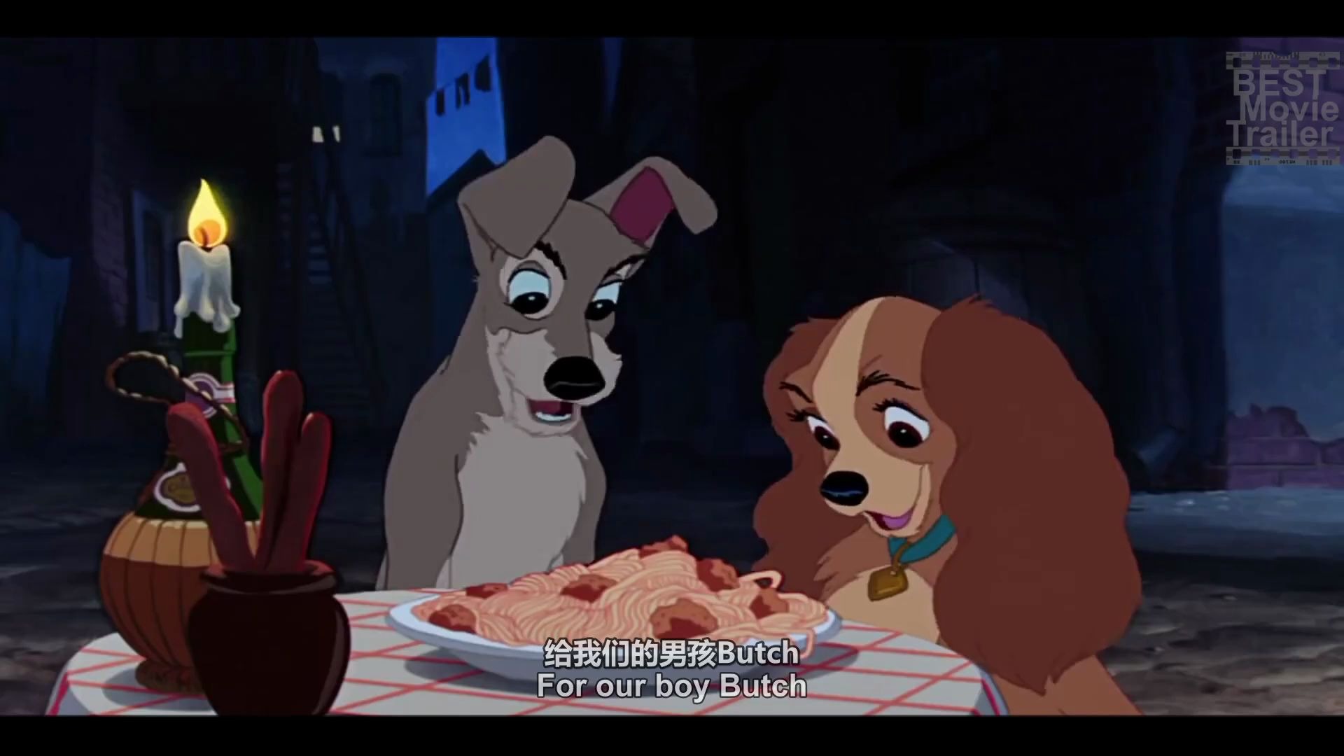 [图]迪士尼 | 贵妇与小姐 Lady and the Tramp 经典狗狗亲吻镜头 真人版vs动画版