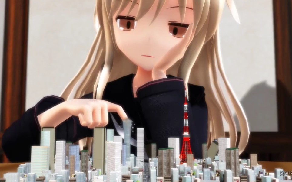 [mmd giantess]缩小街を弄る少女-the girl plays a shrunken town