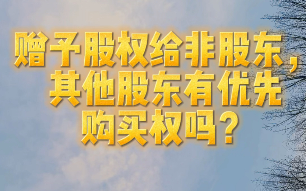 赠予股权给非股东,其他股东有优先购买权吗?哔哩哔哩bilibili