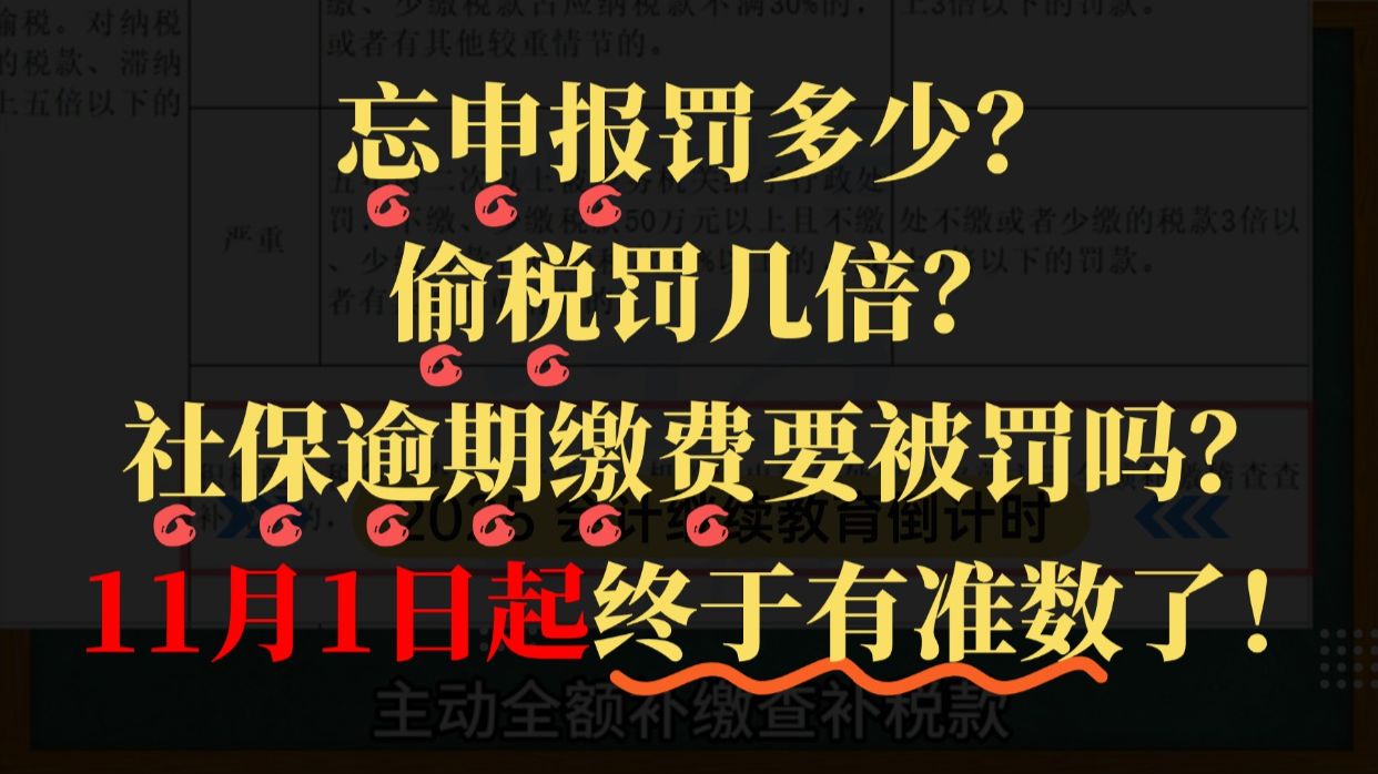 11月1日起，税务处罚标准全国统一了！
