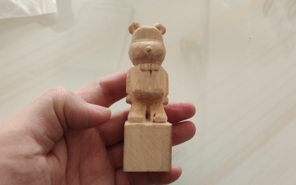 年后第一个木雕,小熊摆件