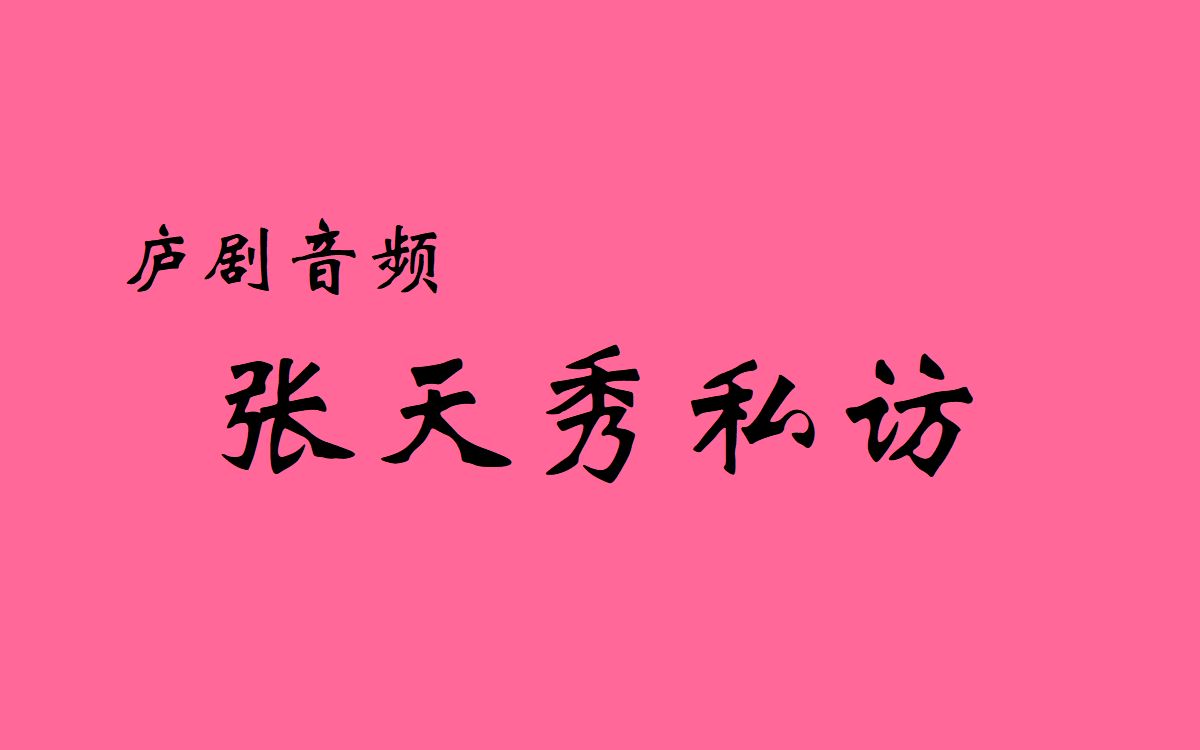 [图]庐剧音频《张天秀私访》选段 主唱：武道芳、周小五