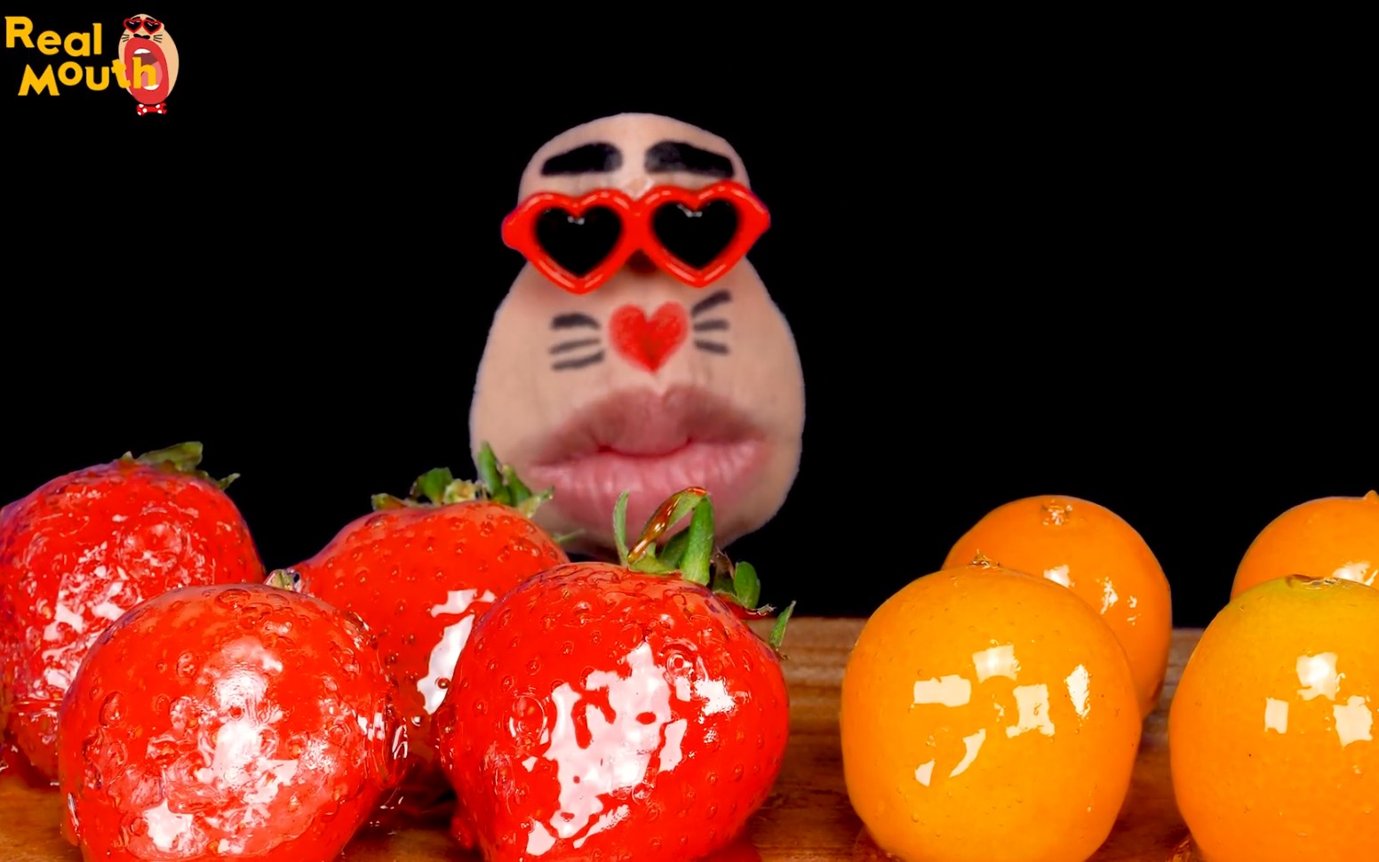 【real mouth】香脆可口的草莓,橙色水果糖