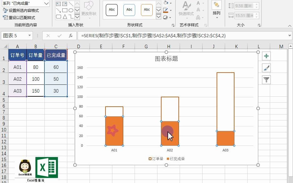 Excel制作一个带有占比效果的柱形图,职场加分技巧!哔哩哔哩bilibili