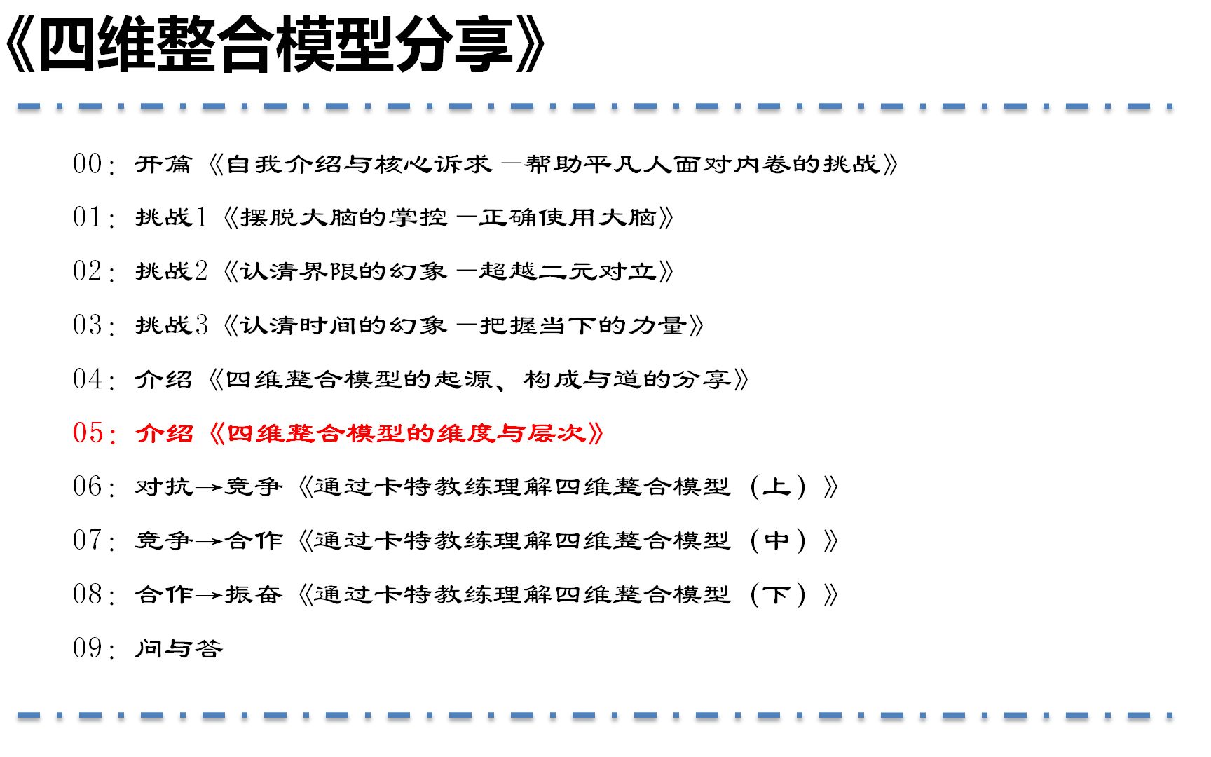 [图]四维整合模型分享-05介绍《四维整合模型的维度与层次》