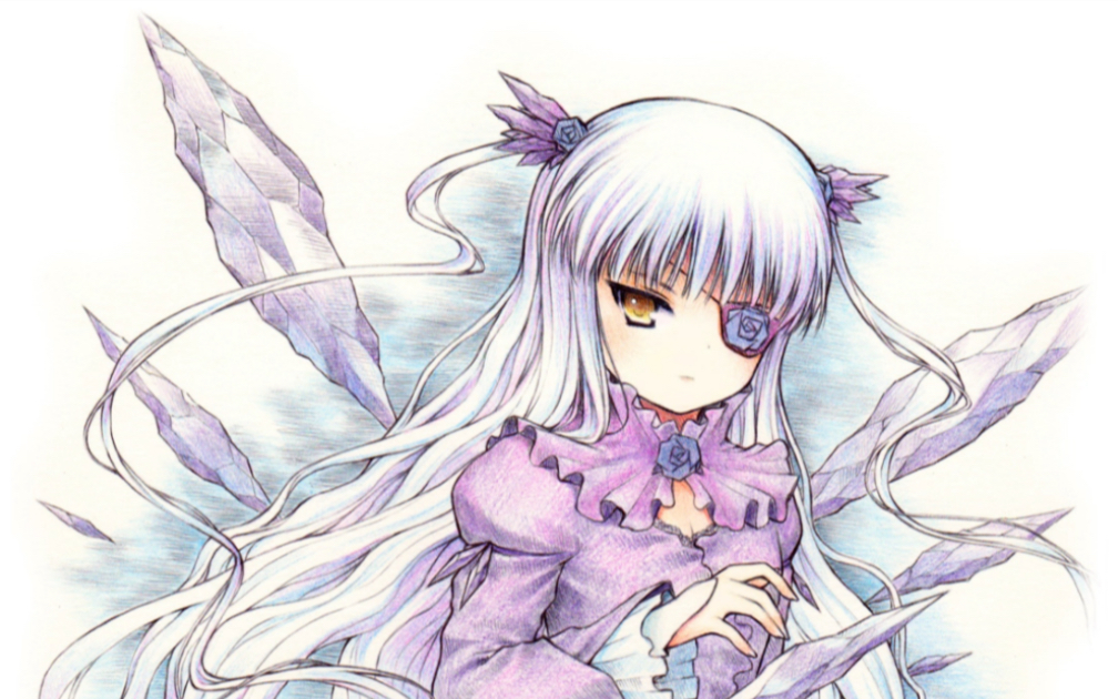 手绘蔷薇少女动画原创角色蔷薇水晶,作画工具:彩色圆珠笔,彩色铅笔