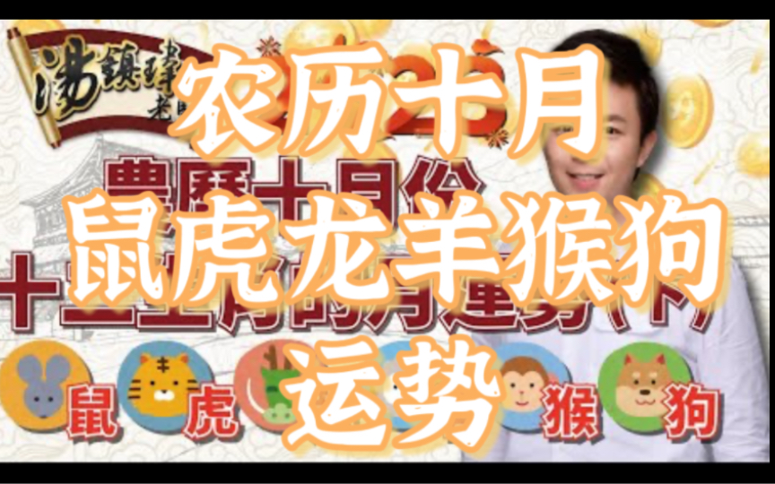 2023农历十月ⷥ二生肖月运势(下):鼠、虎、龙、羊、猴、狗要注意⚠️哔哩哔哩bilibili