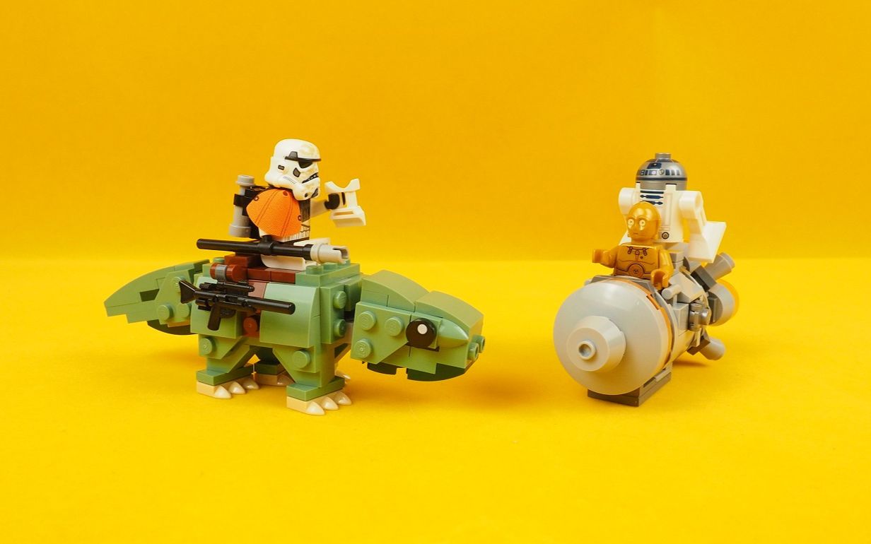 乐高搭建乐高迷你星球大战系列75228机器人逃生舱对战湿背蜥