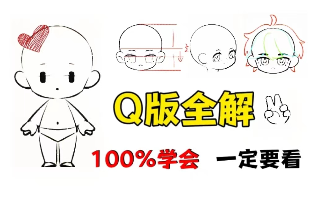 【Q版人物绘画教程】十秒钟就能看懂的qq人和Q版头像画法!伪厚涂果冻感,包教包会哔哩哔哩bilibili