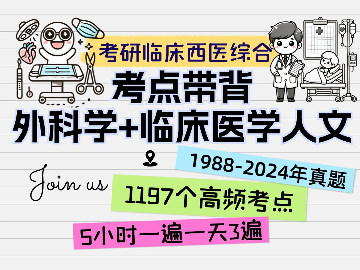 [图]5小时刷完考研临床西医综合历年真题高频考点外科学+临床医学人文1197个考点 2025考研