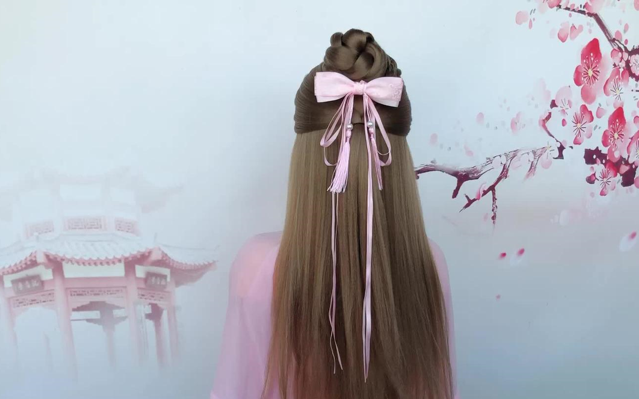 中短发编发简单古风发型编发教程视频显高发型