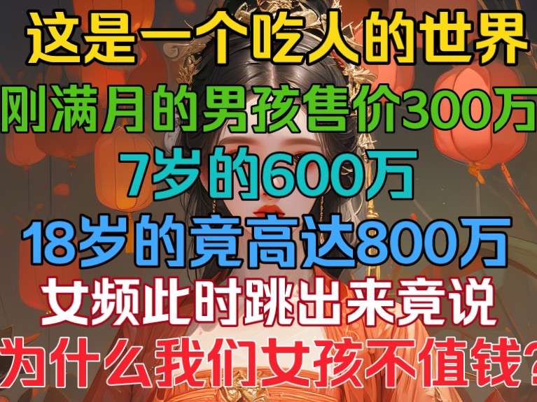 [图]这是一个吃人的世界，刚满月男孩售价300万，7岁的600万，18岁的竟高达800万，只因传闻中！