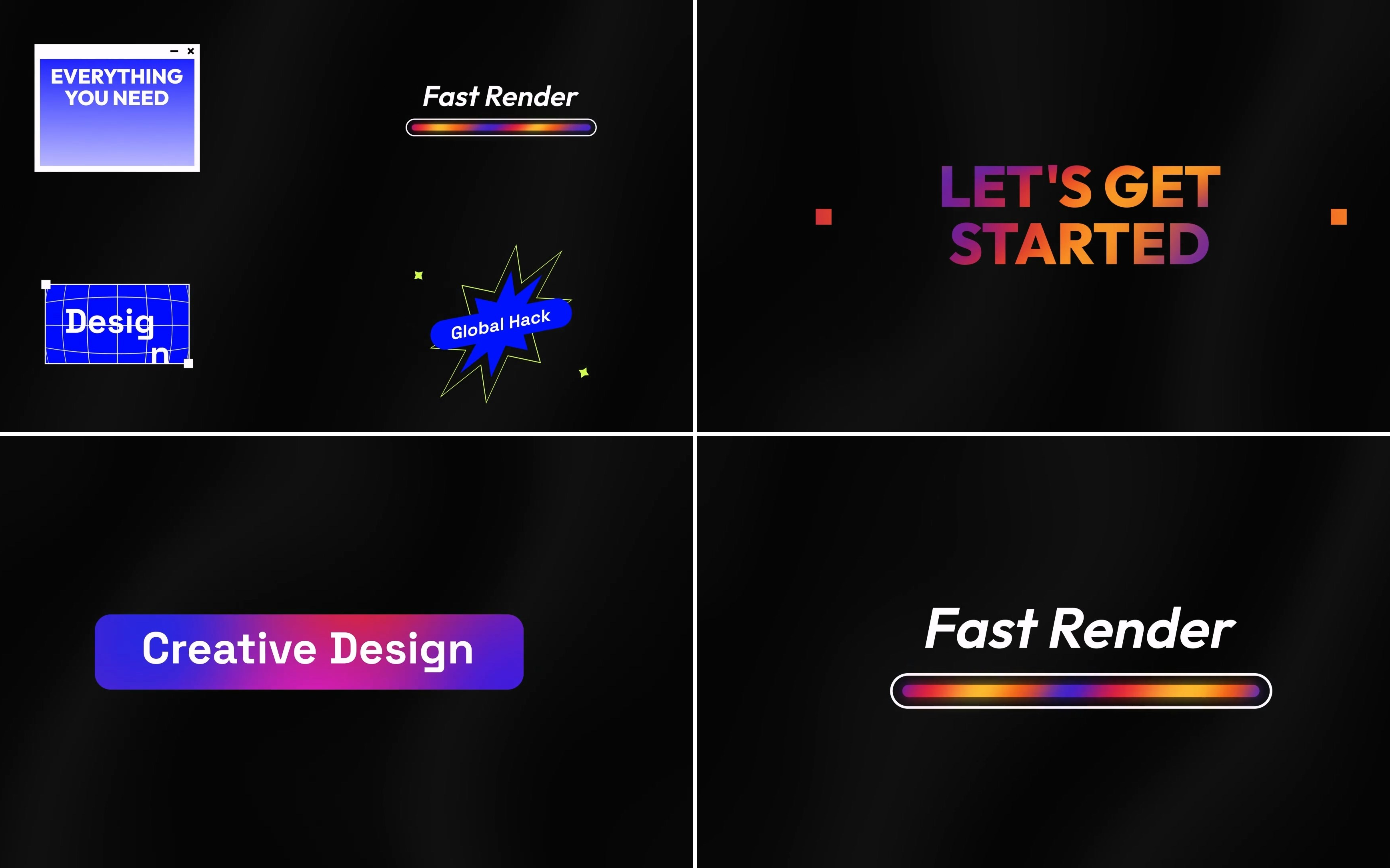 ae模板-渐变文字标题模板 搜索引擎 鼠标点击框选 文件夹弹出 弹窗