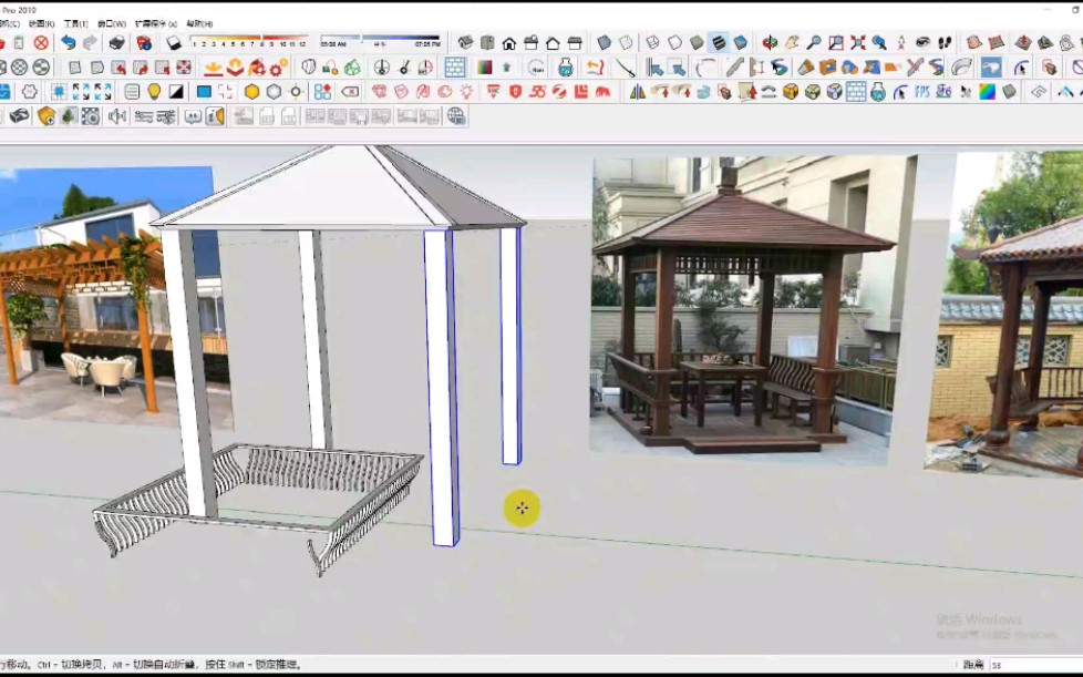 SketchUp如何建中式凉亭模型?13分钟教你一招路径阵列,轻松搞定哔哩哔哩bilibili