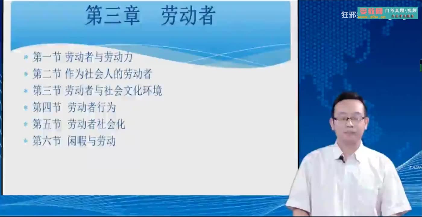 [图]自考本科劳动社会学00294串讲复习视频教程 男老师 完整 另有历年真题/重点考点资料等2022可用