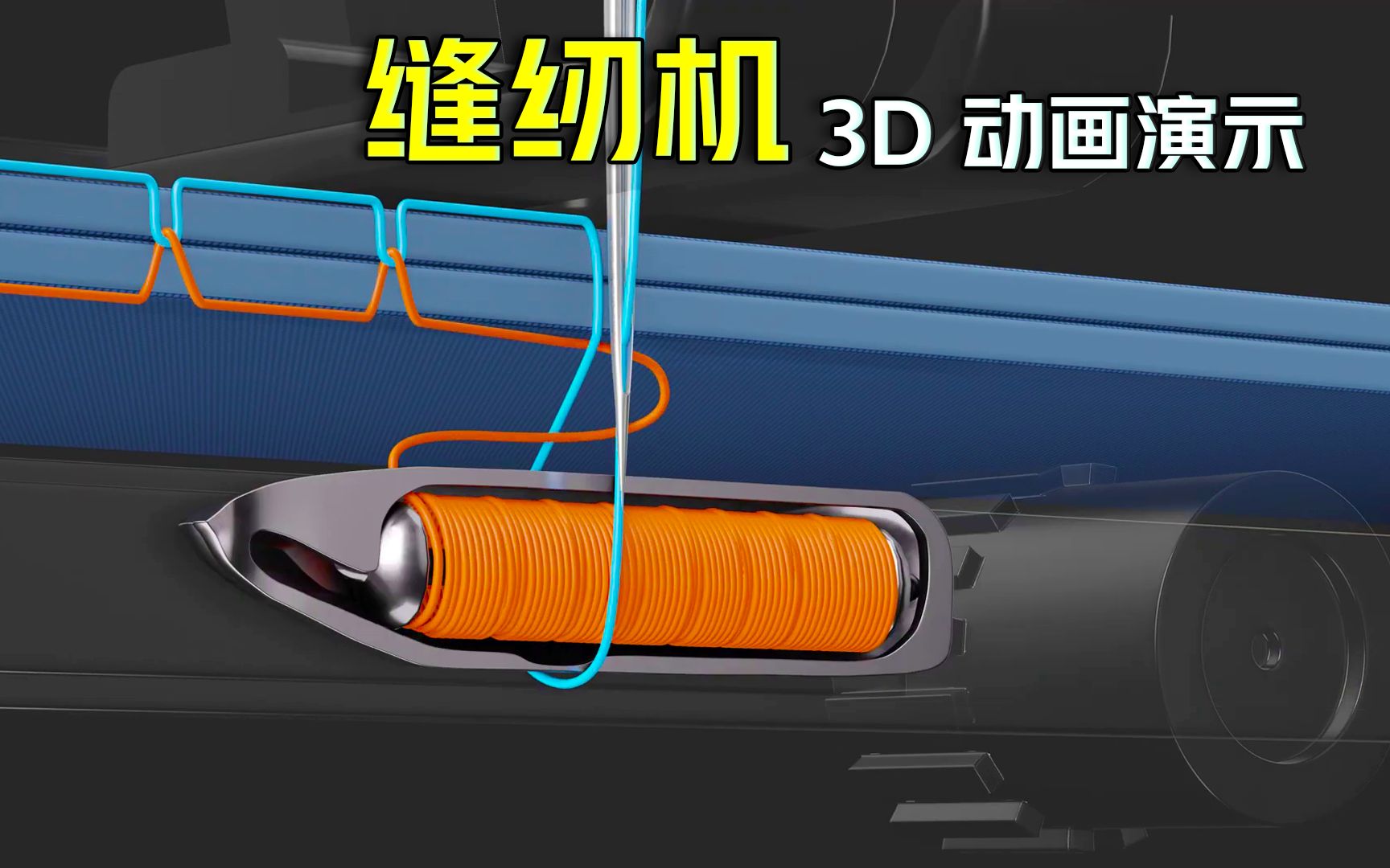 3d动画演示缝纫机工作原理!