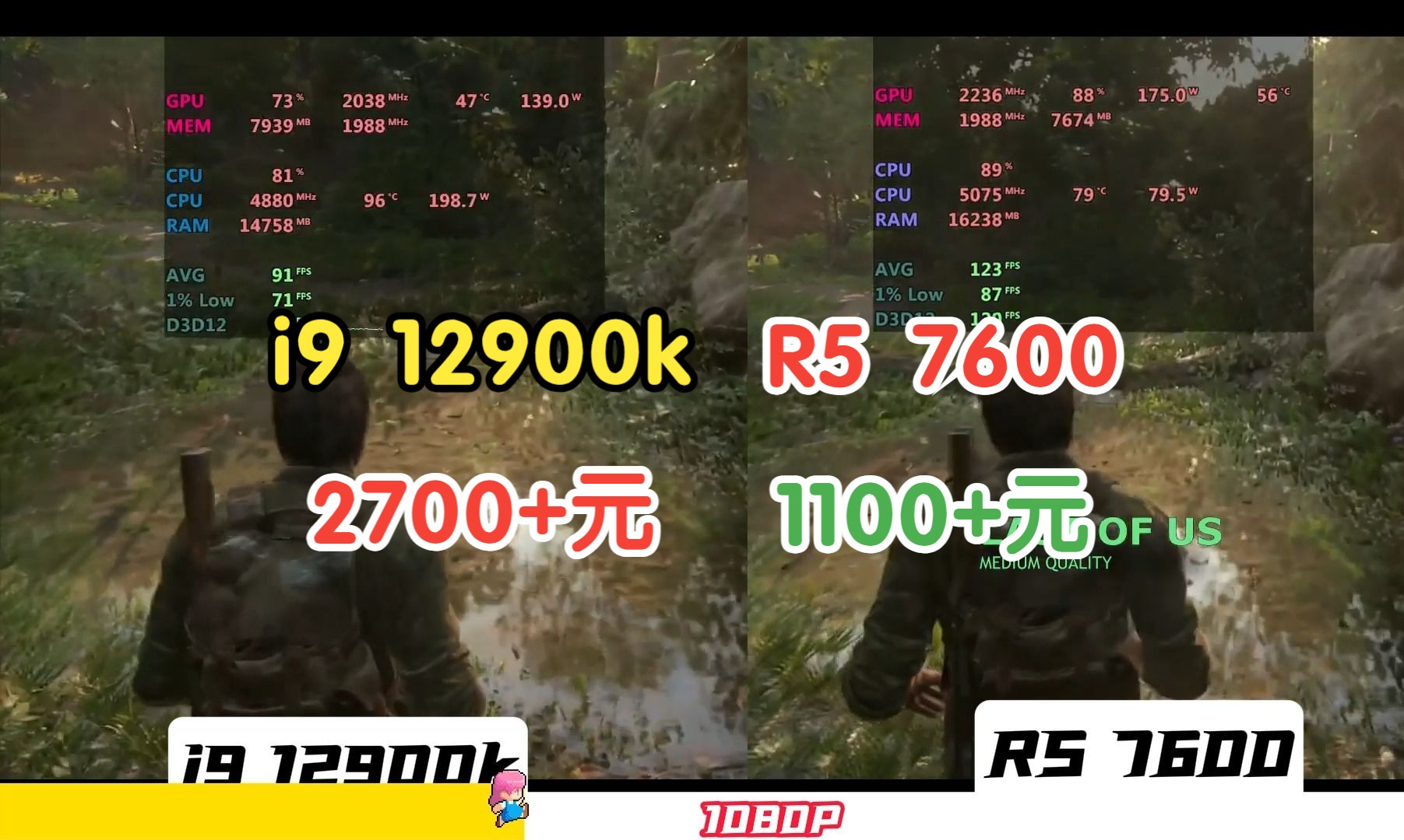 AMD再次封神.AMD 7600越级暴打Intel i9 12900k.多款游戏对比测试.哔哩哔哩bilibili