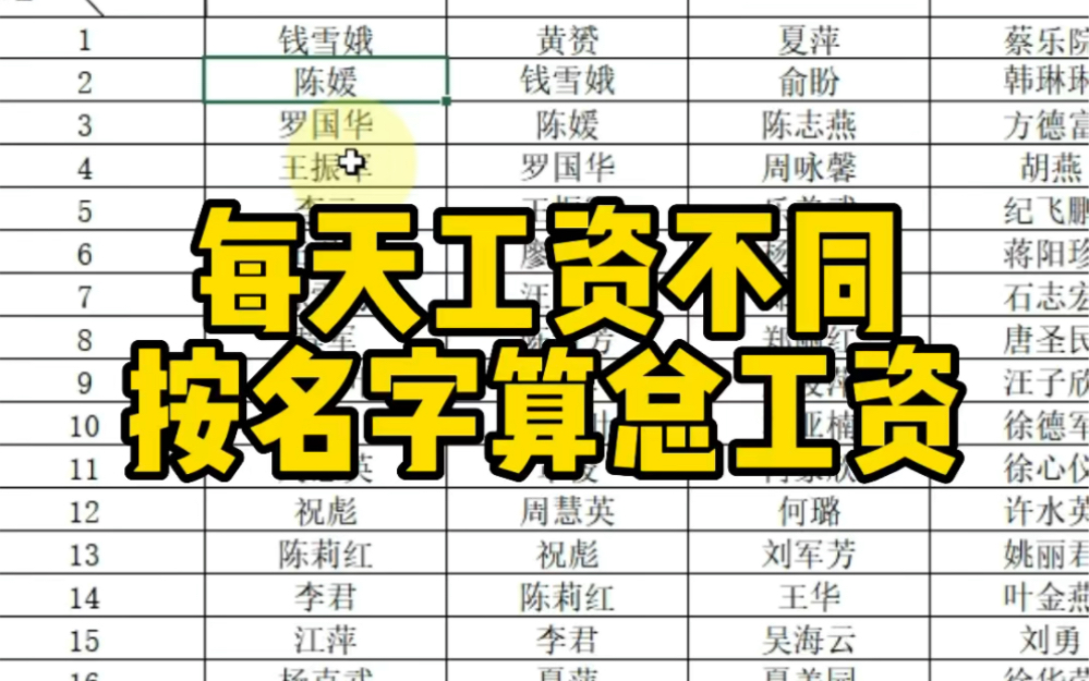 Excel每天工资不同怎么按名字算总工资哔哩哔哩bilibili