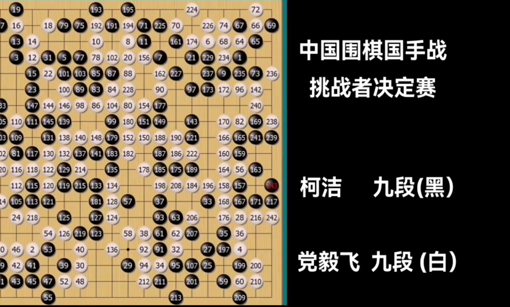 高手棋谱系列:忘忧清乐杯中国围棋国手战挑战者决定战柯洁VS党毅飞桌游棋牌热门视频