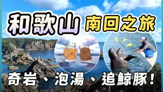 和歌山南回之旅，到度假天堂白滨泡温泉赏海景，搭观光巴士轻松游串本奇岩，造访世界最大规模太地町立鲸鱼博物馆，与超萌鲸豚近距离互动！
