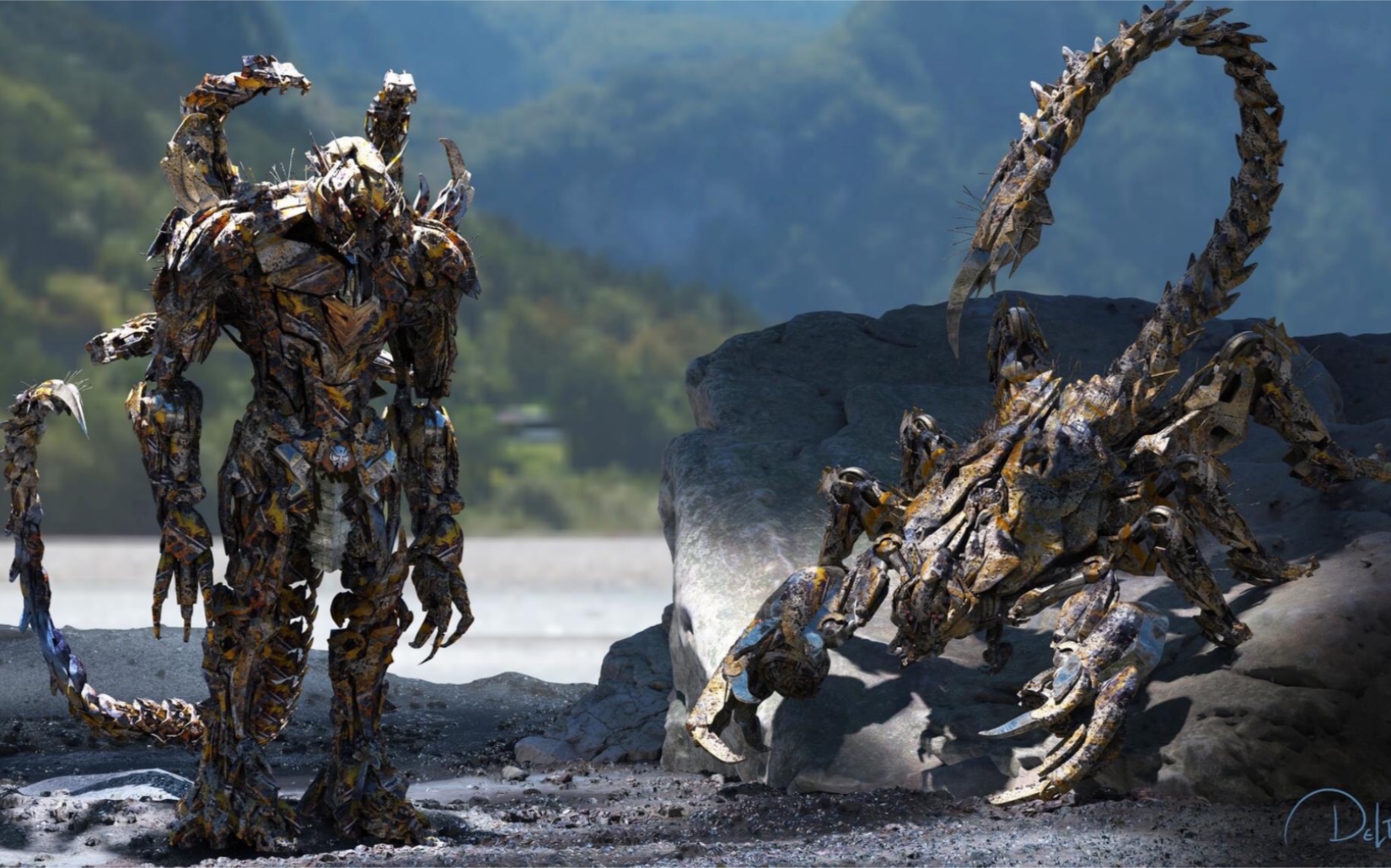 擎天圣,大黄蜂拯救擎天柱等剧情场景cg镜头概念设计 rotb变形金刚