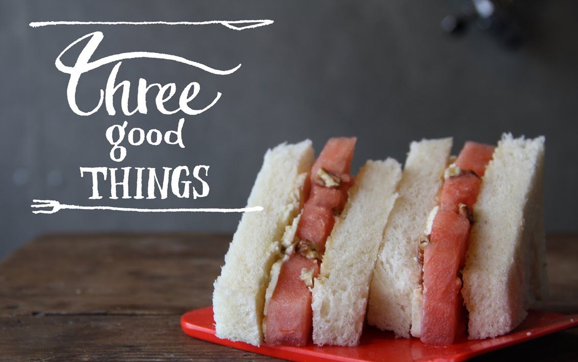 三明治西瓜蓝纹奶酪罗勒sweetsaltysandwich