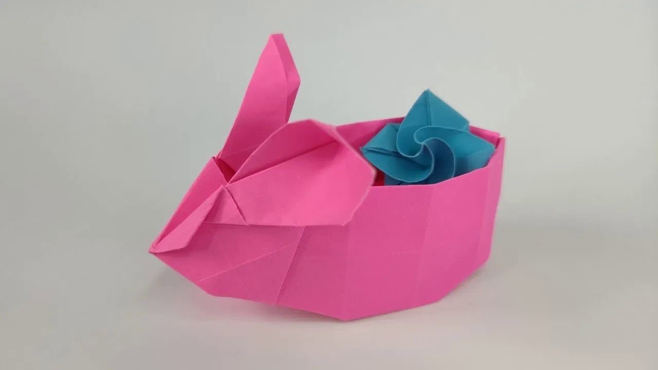 【origami library】兔子盒子折纸教程origami bunny basket