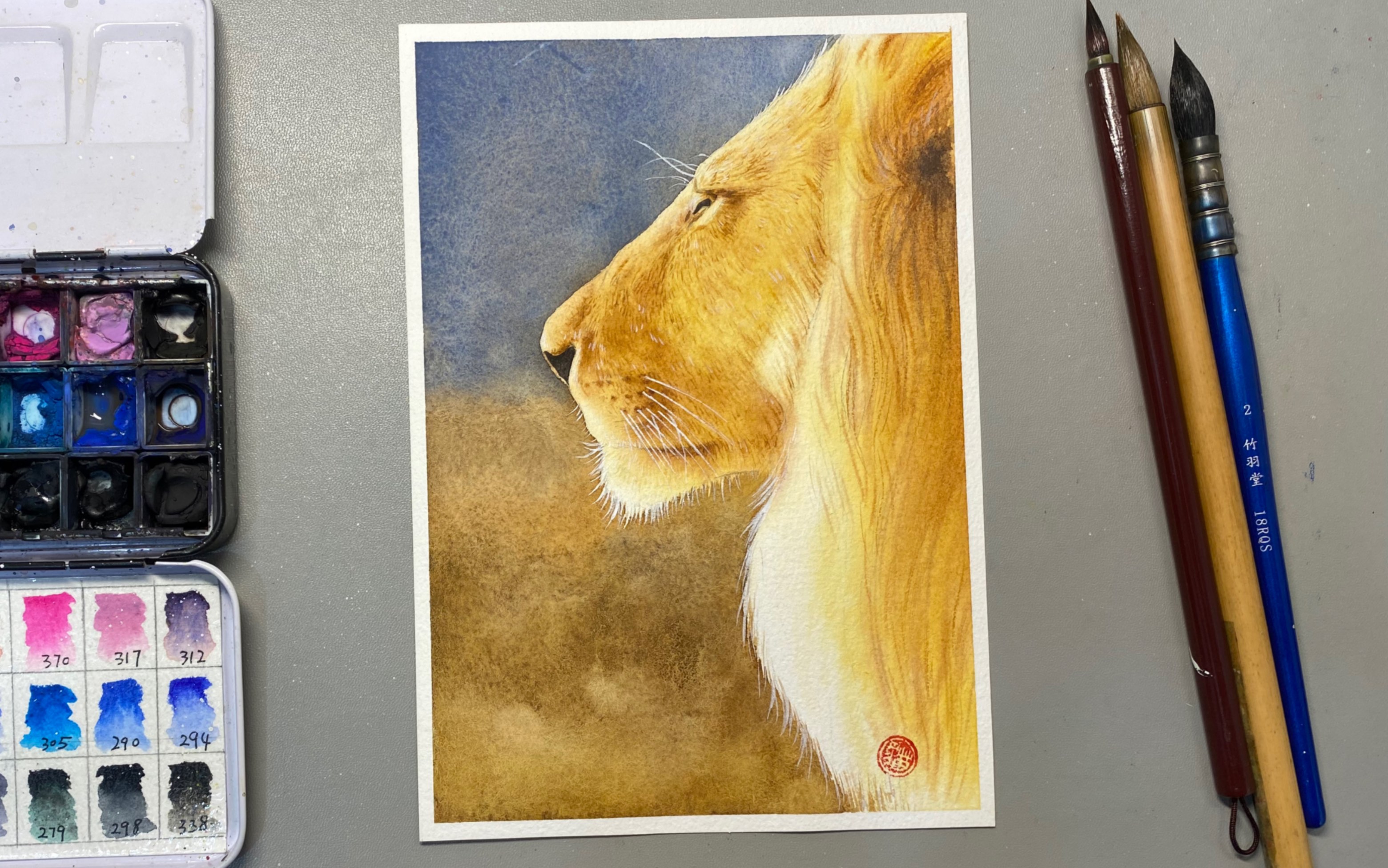 水彩狮子,赞一个.