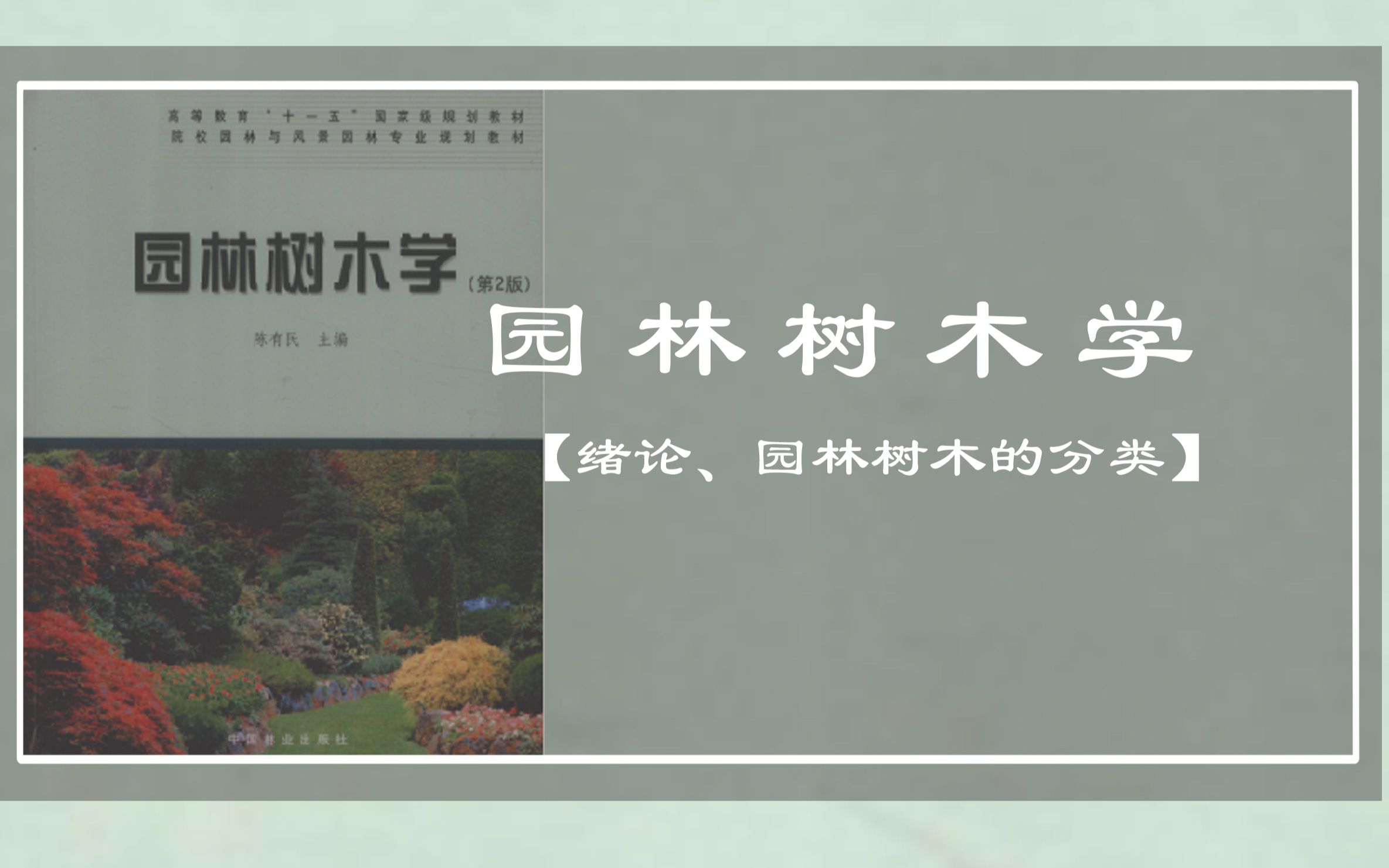 大禹【景观理论陪伴讲解系列】《园林树木学》01讲第一、二章 绪论、园林树木的分类(持续更新系列公益课)哔哩哔哩bilibili