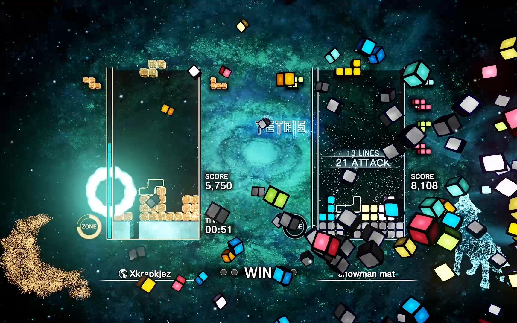 [图]联机对战实况4 ZONE BATTLE 俄罗斯方块效应:连接 Tetris® Effect Connected