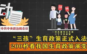 下载视频: “三孩”生育政策正式入法 200秒看我国生育政策演变