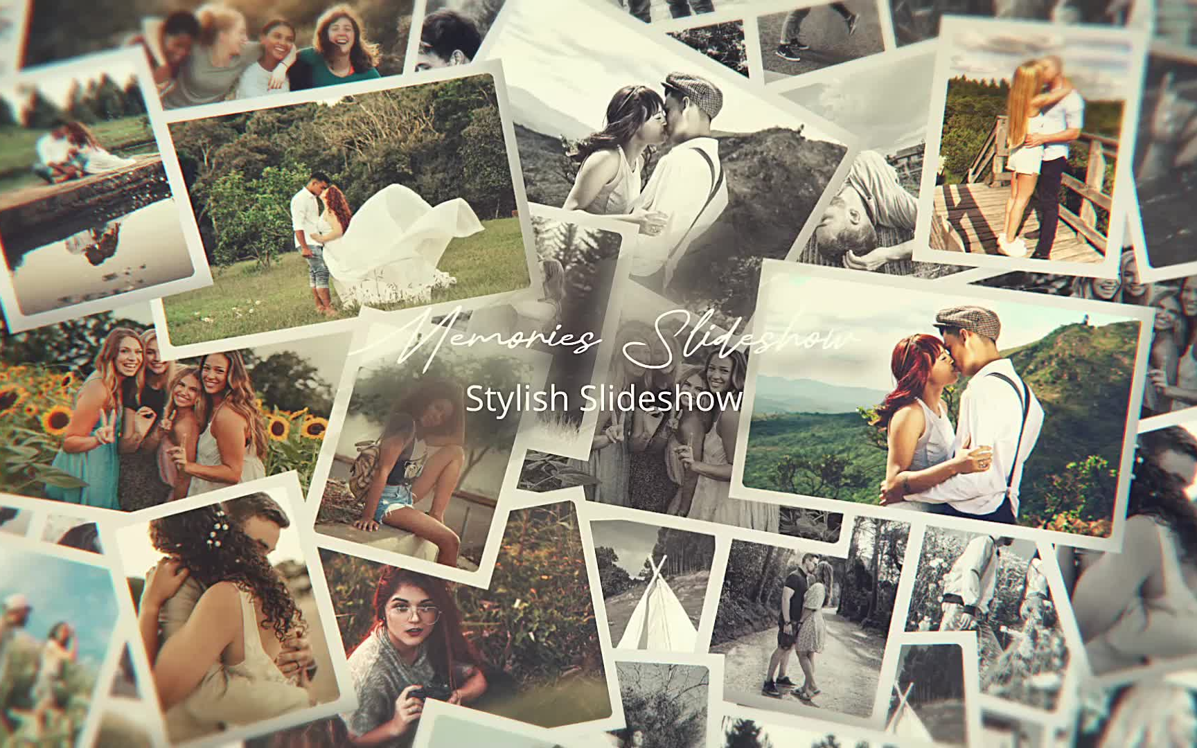 ae模板-照片堆叠婚礼婚庆回忆美好时光特效的幻灯片视频相册视频同学