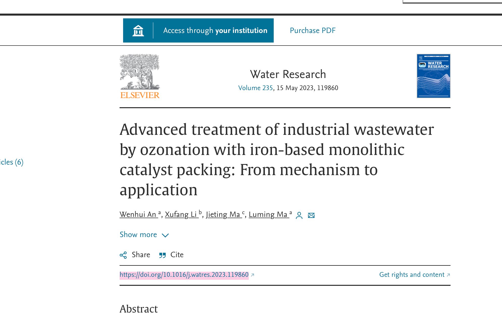 带市政环境小白读文献 water research 铁基催化臭氧处理废水哔哩哔哩bilibili