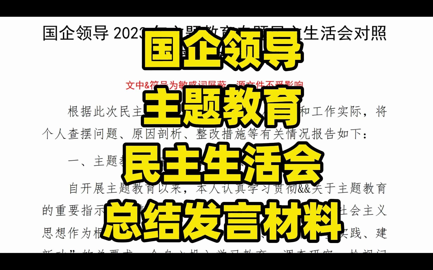 国企领导主题教育民主生活会总结发言稿,word文件哔哩哔哩bilibili