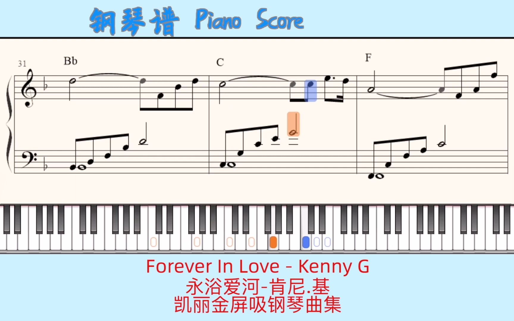 [图]Forever In Love - Kenny G?Piano Score钢琴谱 指法?永浴爱河-肯尼.基?凯丽金屏吸钢琴曲集