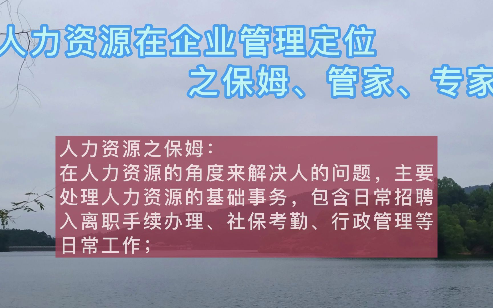 人力资源在企业管理定位之保姆、管家、专家哔哩哔哩bilibili