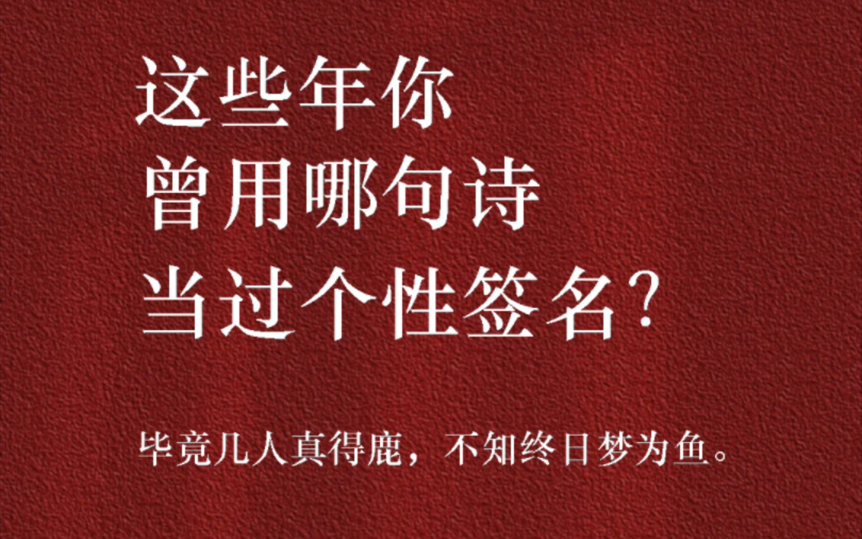 所以你曾用哪句诗当做自己的个性签名?哔哩哔哩bilibili