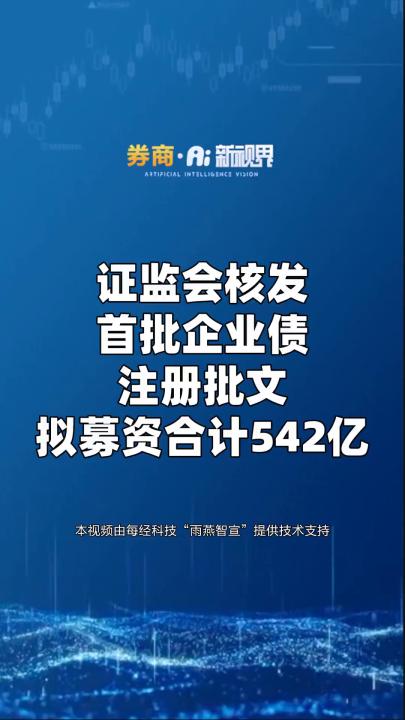 证监会核发首批企业债注册批文,拟募资合计542亿元 #证券 #券商哔哩哔哩bilibili